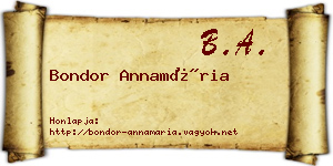 Bondor Annamária névjegykártya